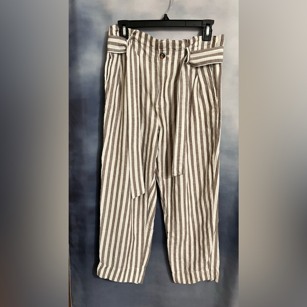 Breezy striped Linen-Blend Paperbag pants Madewell sz 4 Breezy comfy like new - Picture 5 of 12